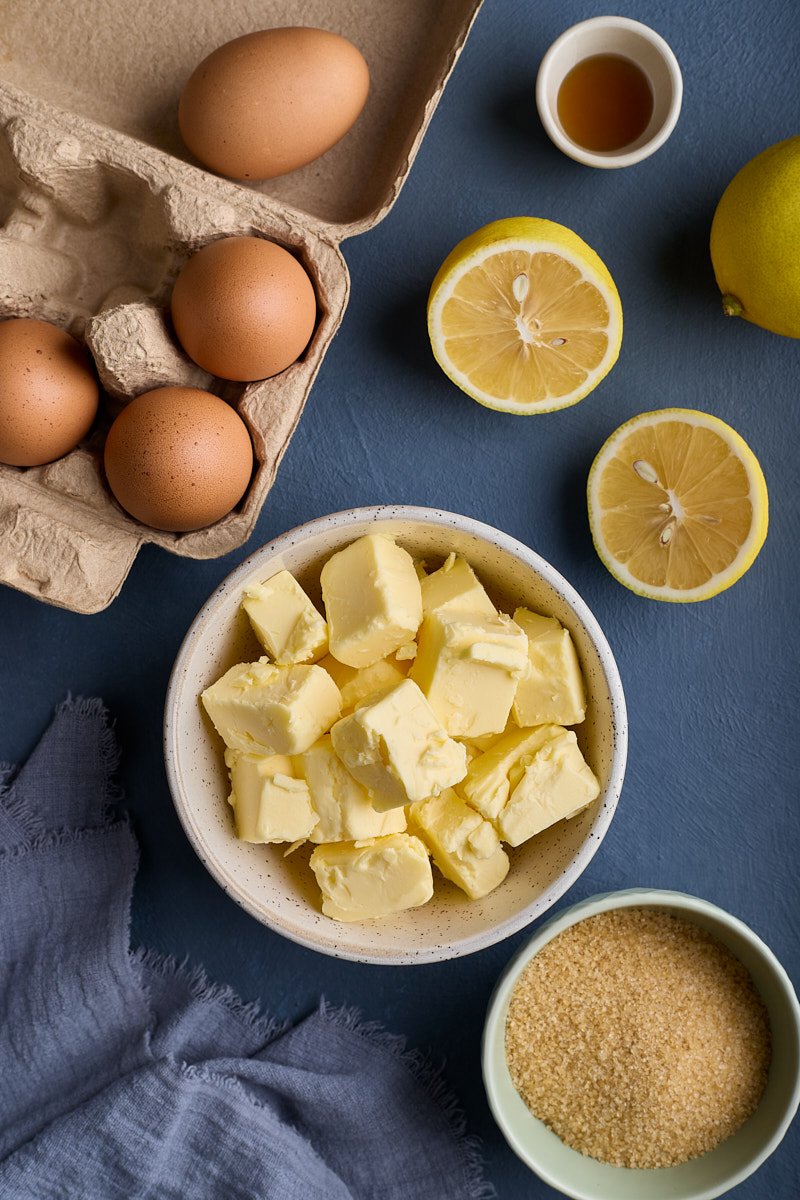 Ingredients in cake, butter and sugar serve functions to create the prefect bake.