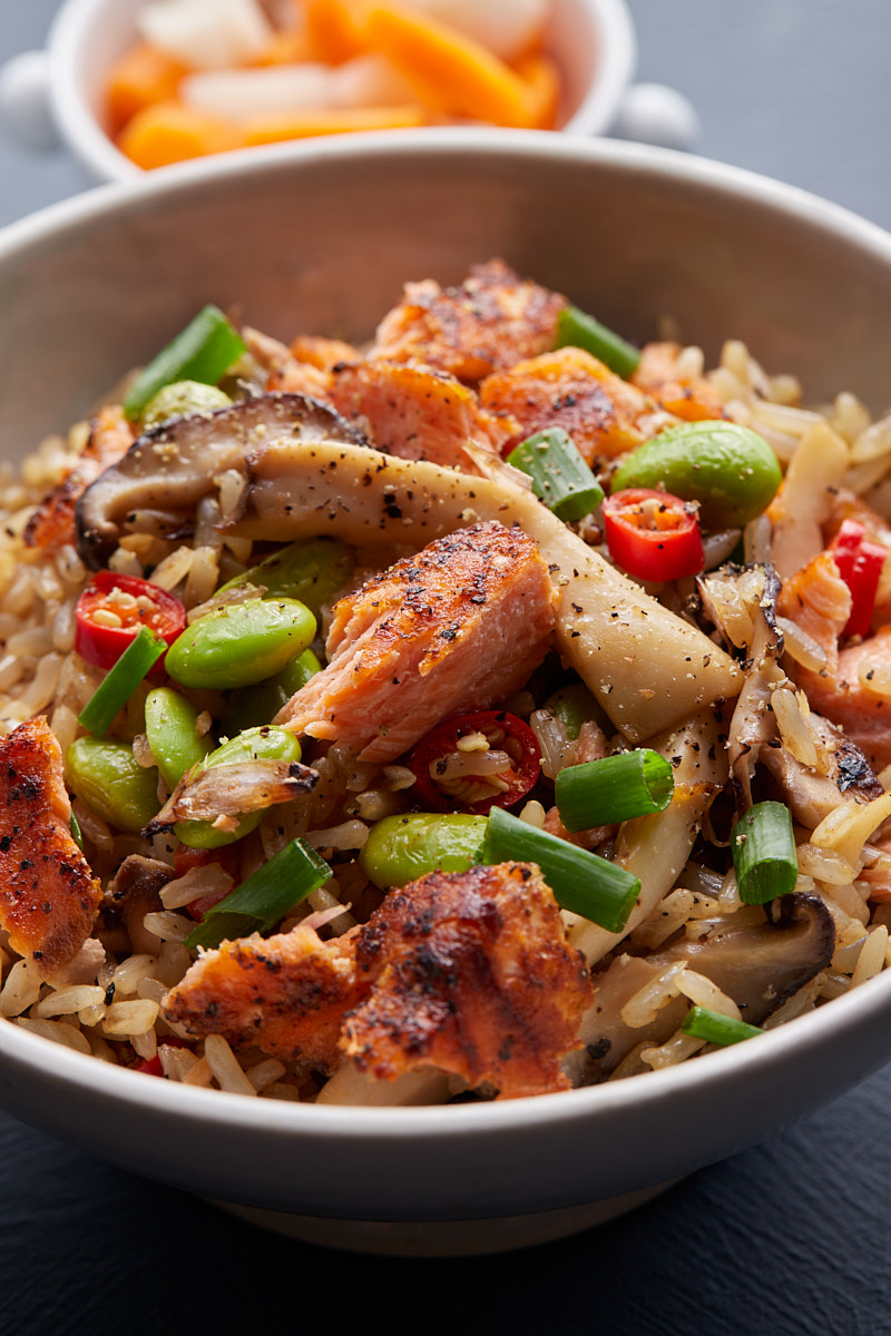 Salmon Mushroom Fried Rice