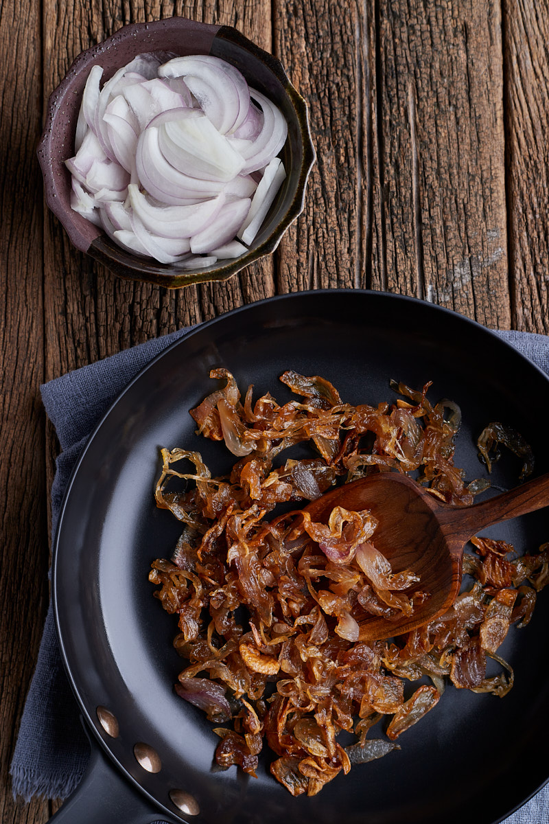 Caramelize Onions are cooked slowly to bring out their sweetness.