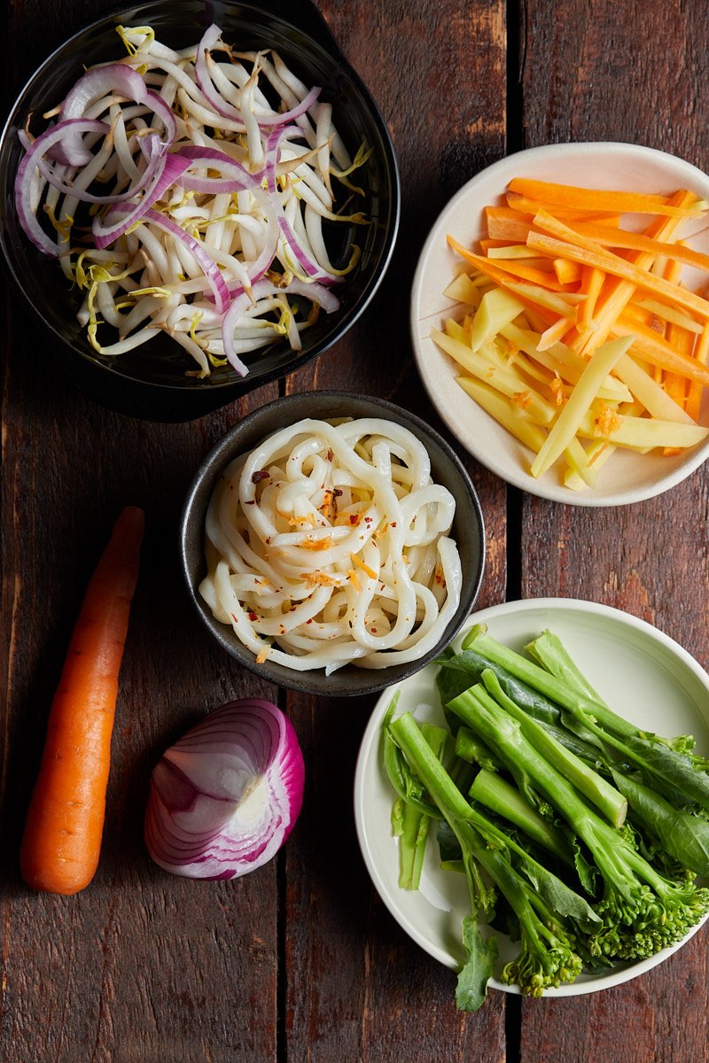 Prep Vegetable ingredients before cooking.