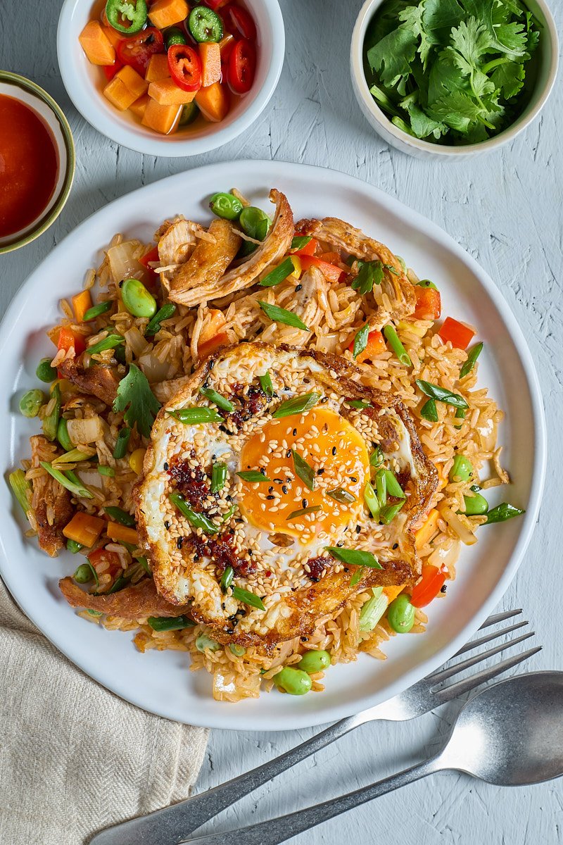 This tasty egg and rice bowl are perfect speedy dinner.