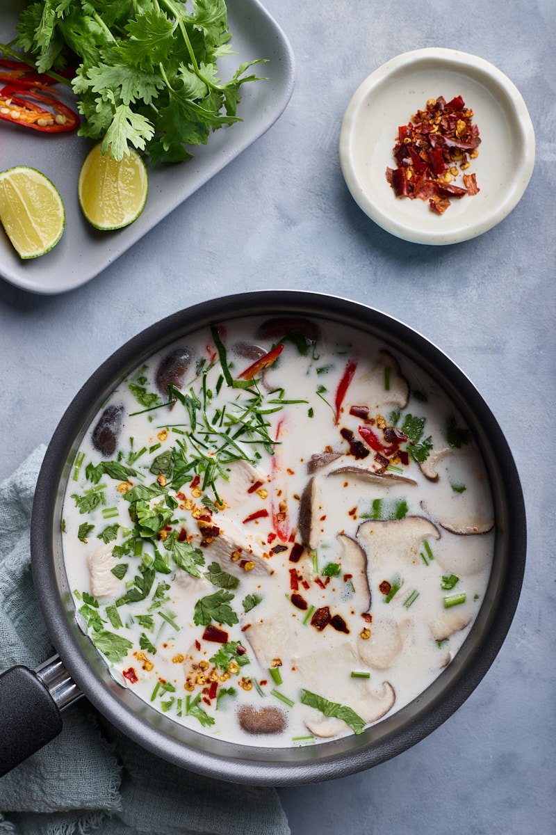 Ready to eat spicy coconut chicken soup.