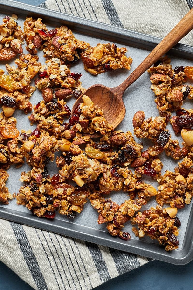 Pour in the oat mixture onto the baking sheet.